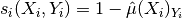 s_i(X_i, Y_i) = 1 - \hat{\mu}(X_i)_{Y_i}
