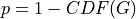 p = 1 - CDF(G)