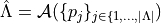 \hat{\Lambda} =  \mathcal{A}(\{p_j\}_{j\in\{1,\dots,\lvert \Lambda \rvert})