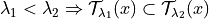 \lambda_1 < \lambda_2 \Rightarrow \mathcal{T}_{\lambda_1}(x) \subset \mathcal{T}_{\lambda_2}(x)