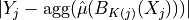 |Y_j - {\rm agg}(\hat{\mu}(B_{K(j)}(X_j)))|
